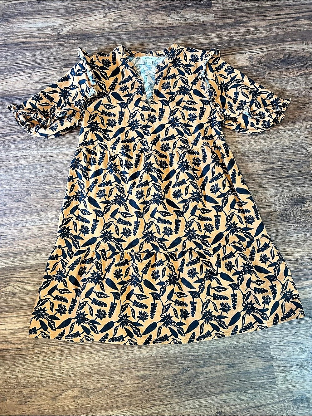 Floral Mini Dress in Rust Orange & Black - Picture 3 of 6